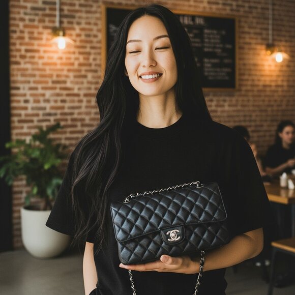 Chanel Black Caviar Leather Classic Medium Double Flap Bag SHW - Picture 2 of 11